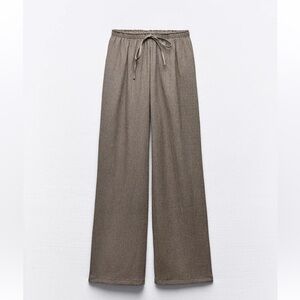 NWT Zara Textured Knit Straight Leg Pants - Brown Ref 5039/343
